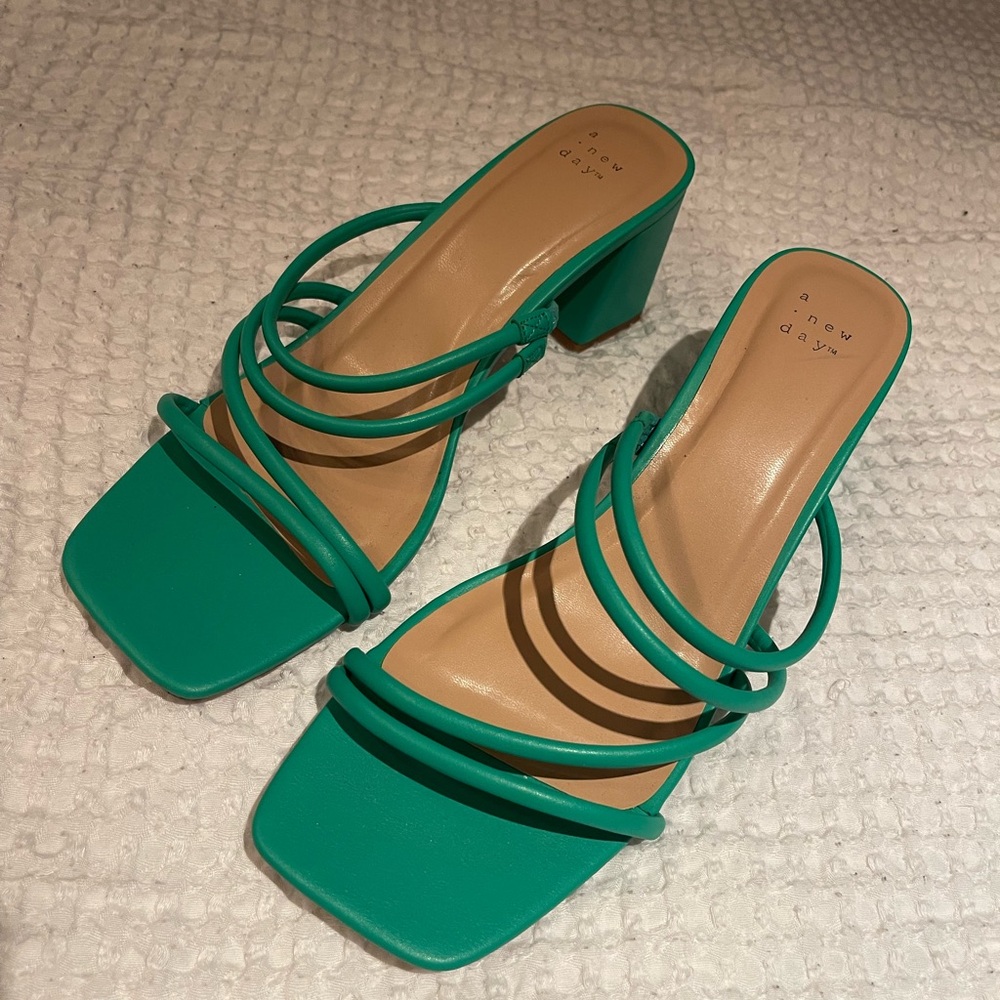 a new day Green Block Heel Sandals